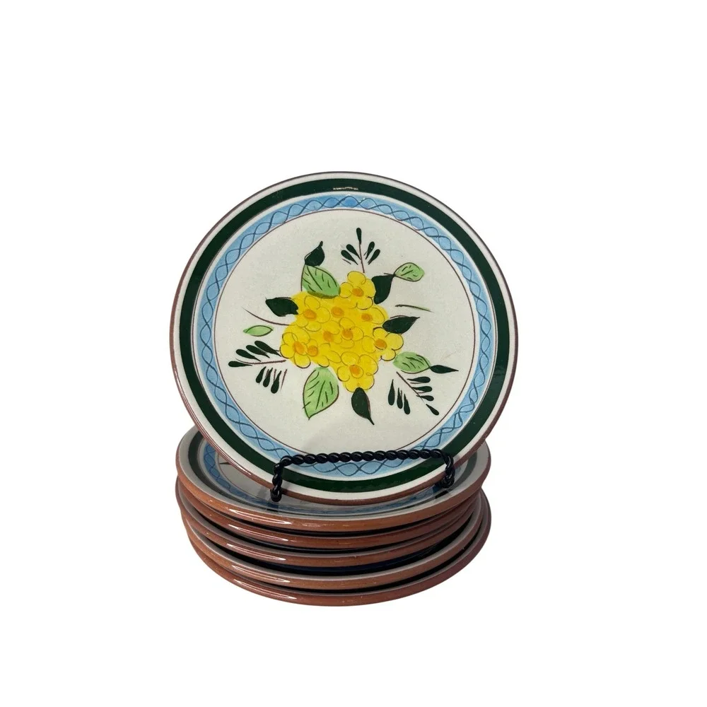 Stangl Pottery Country Garden Bread and Butter Plates Set of 6 Yellow Floral 6in